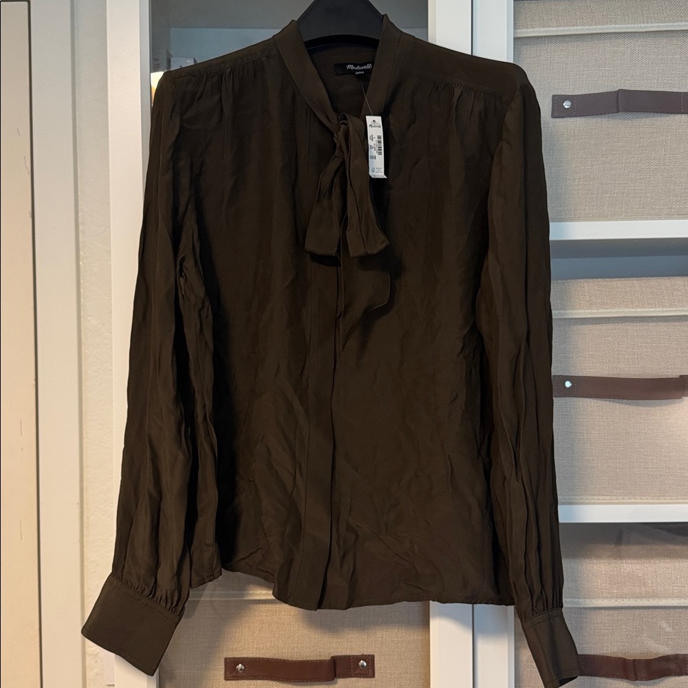 🆕 Madewell Tie-Neck Long-Sleeve Top - Picture 4 of 5